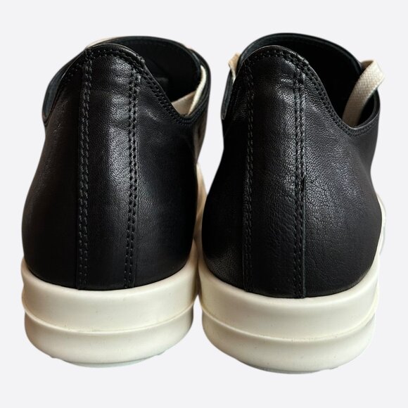 Rick Owens Black & White Leather Women's Low Top Sneakers - Picture 4 of 7